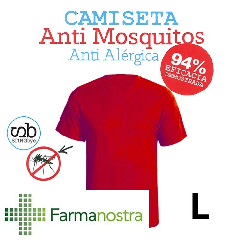 Camiseta antimosquitos stingbye camiseta manga corta  | talla l | color rojo